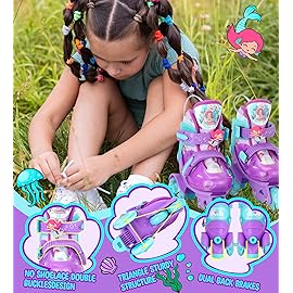 Toddler Roller Skates for Girls Boys 4 Size Adjustable Light-Up Flash Wheels Enhanced Balance Design Suitable for Indoor/Outdoor Use Ideal for Little Kids Beginners Mermaid