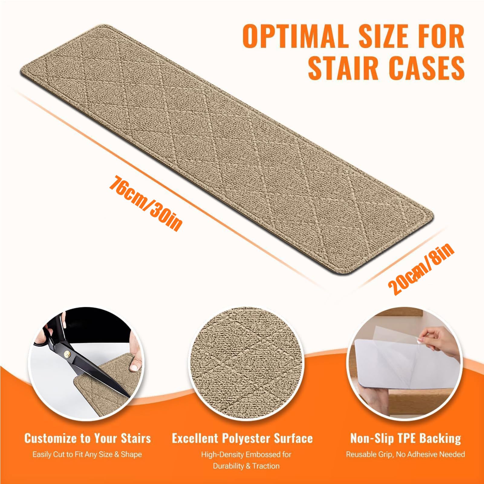 Générique Tapis d'Escalier 7 Pièces Revêtements pour Marches Adhésifs