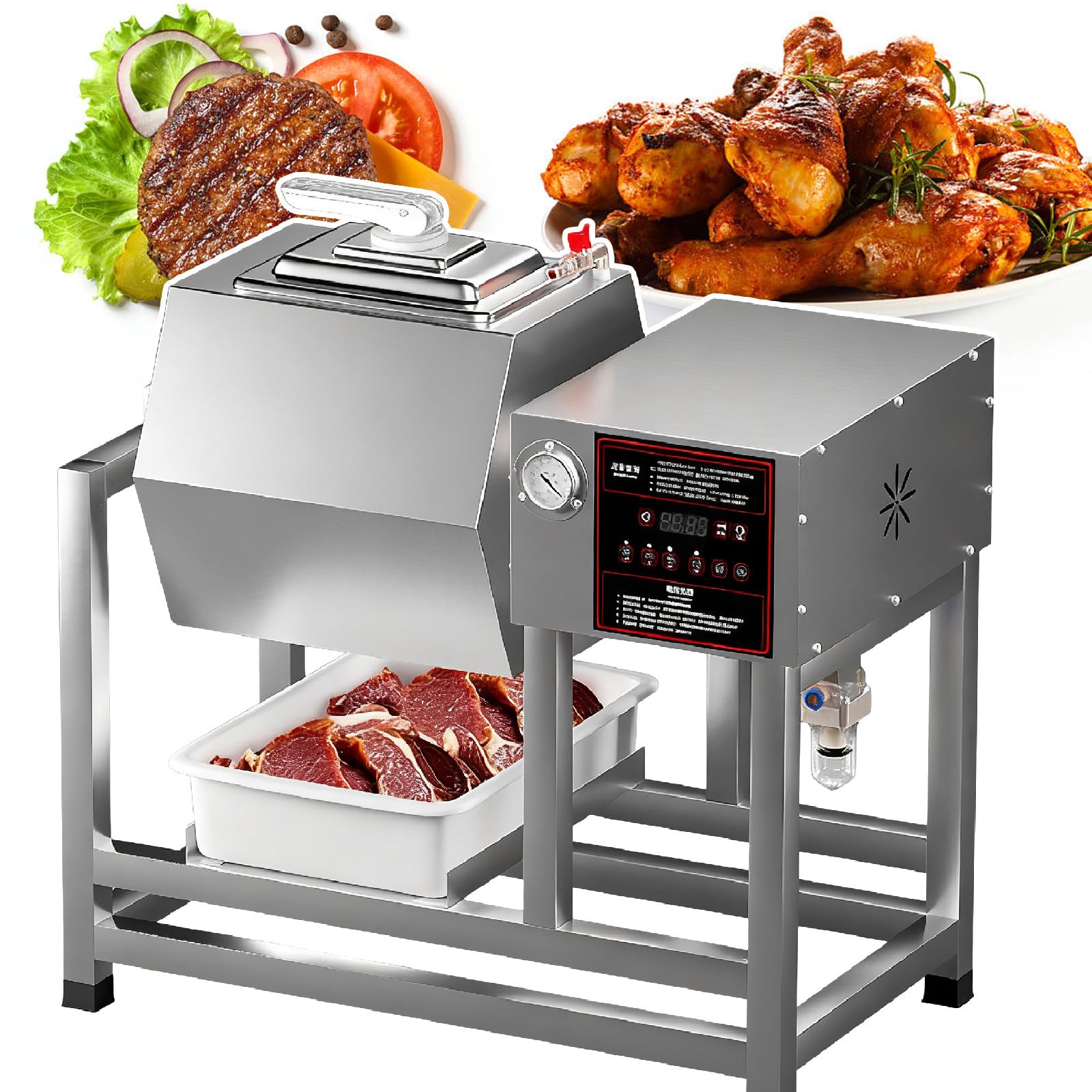FHRKA Meat Tumbler Vacuum Marinator, 45L Vacuum Tumbler Marinator - Quick Marination in 30 Min, Smart Panel with Timer (B)
