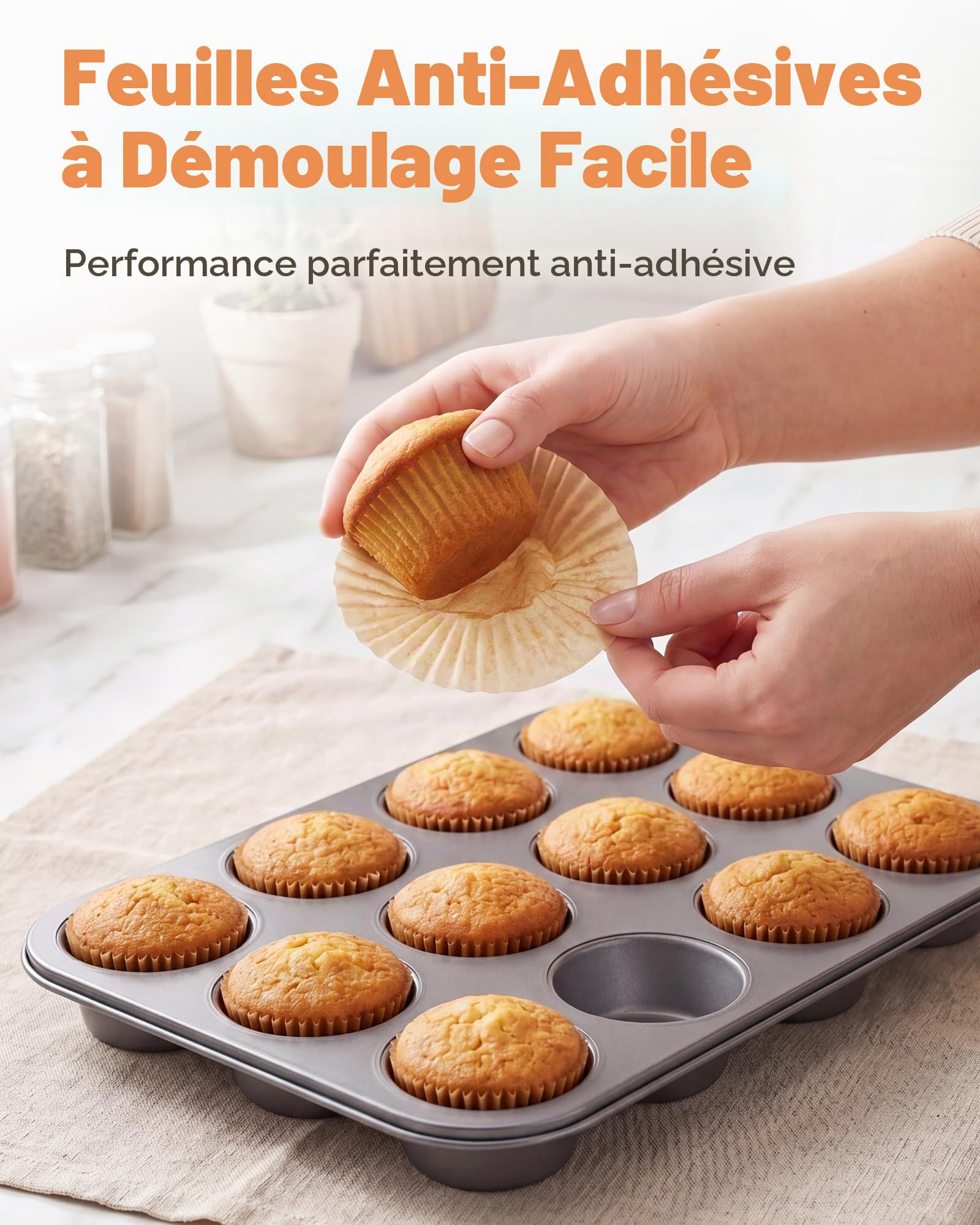 Caissette Muffins Papier 200 pièces Standard Naturel Moule Parchemin Résistant à la Graisse Non Blanchi