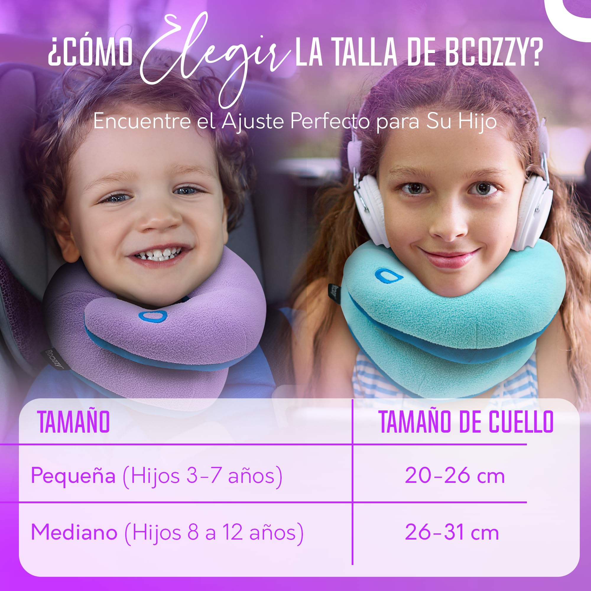 BCOZZY Almohada de Viaje Niños 3-7, Soporte Cabeza y Barbilla, Rosa