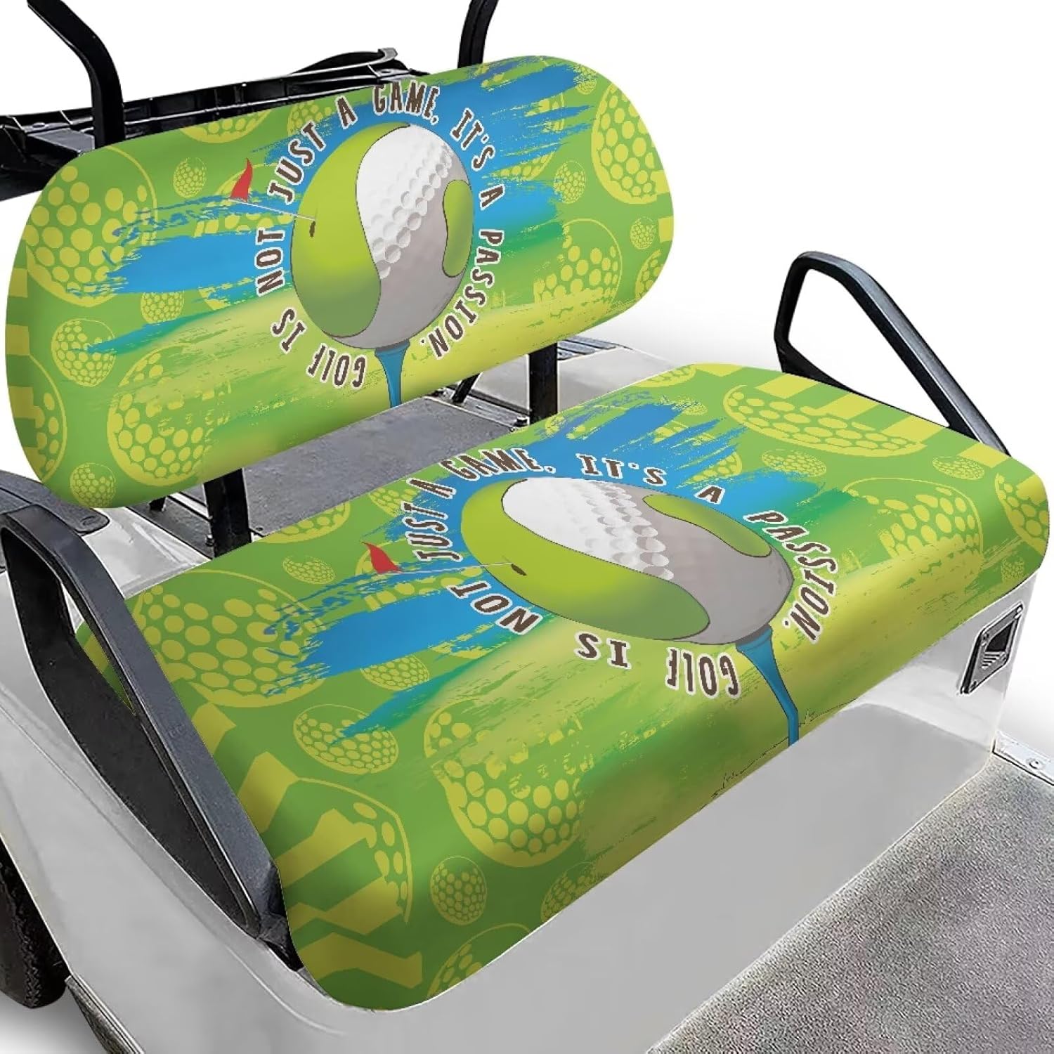 Ezgo Golf Cart Seat Covers 2 Passenger Lightweight Golf Cart Seat Blanket Stretchable Easy to Install Suitable for All Seasons, Golf Ball Print