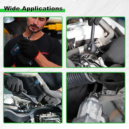 Miniatura 6 de Juego de llaves hexagonales de perfil bajo, 16 piezas, 38 pulgadas, acero Cr-Mo, SAE y métrica, 14"-34", 0.236 in-0.748 in, construcción de una pieza