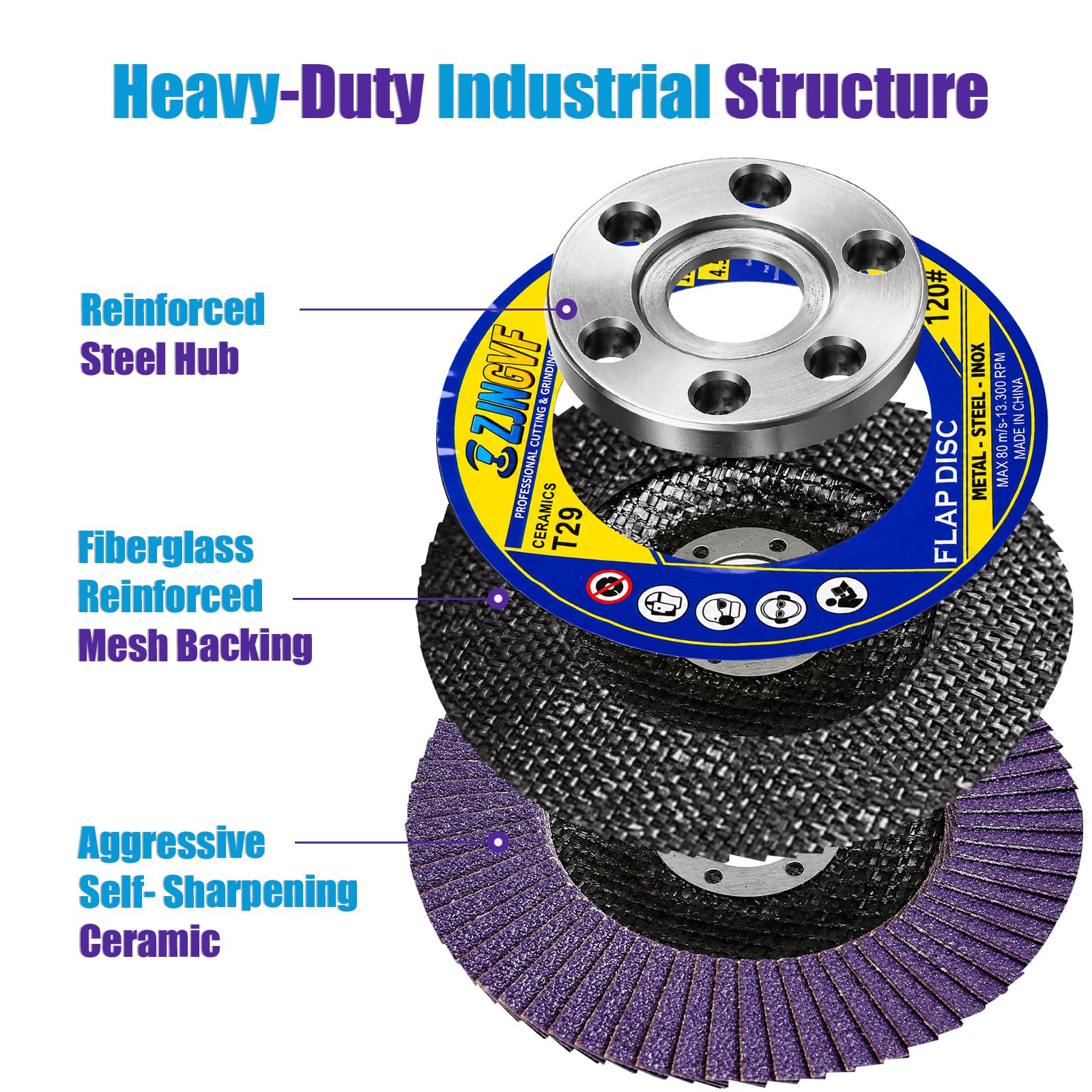 Purple Ceramic Flap Discs - Angle Grinder Abrasives -7