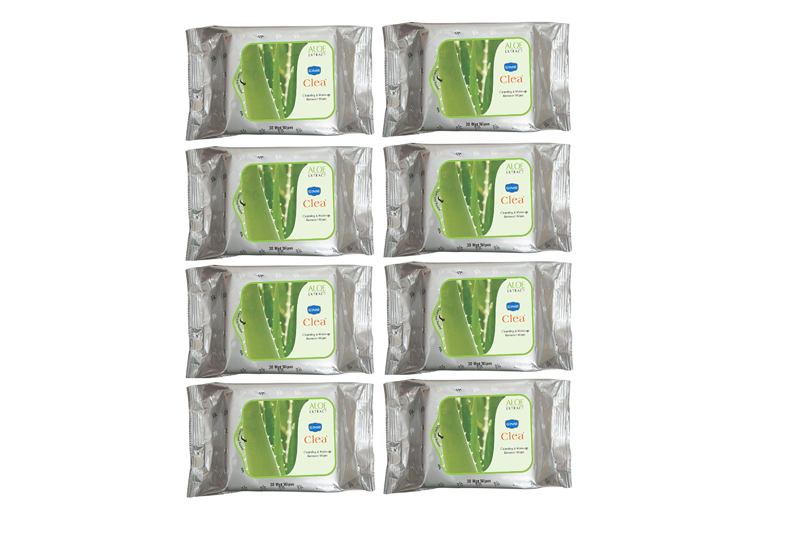 GINNI CLEA Wet Wipes, Cleansing & Makeup Remover Wipes, Wet Tissues for Face Moisturizing With Aloe Vera Goodness (pack of 8) (30 wipes per pack) (ALOEVERA)-image-19