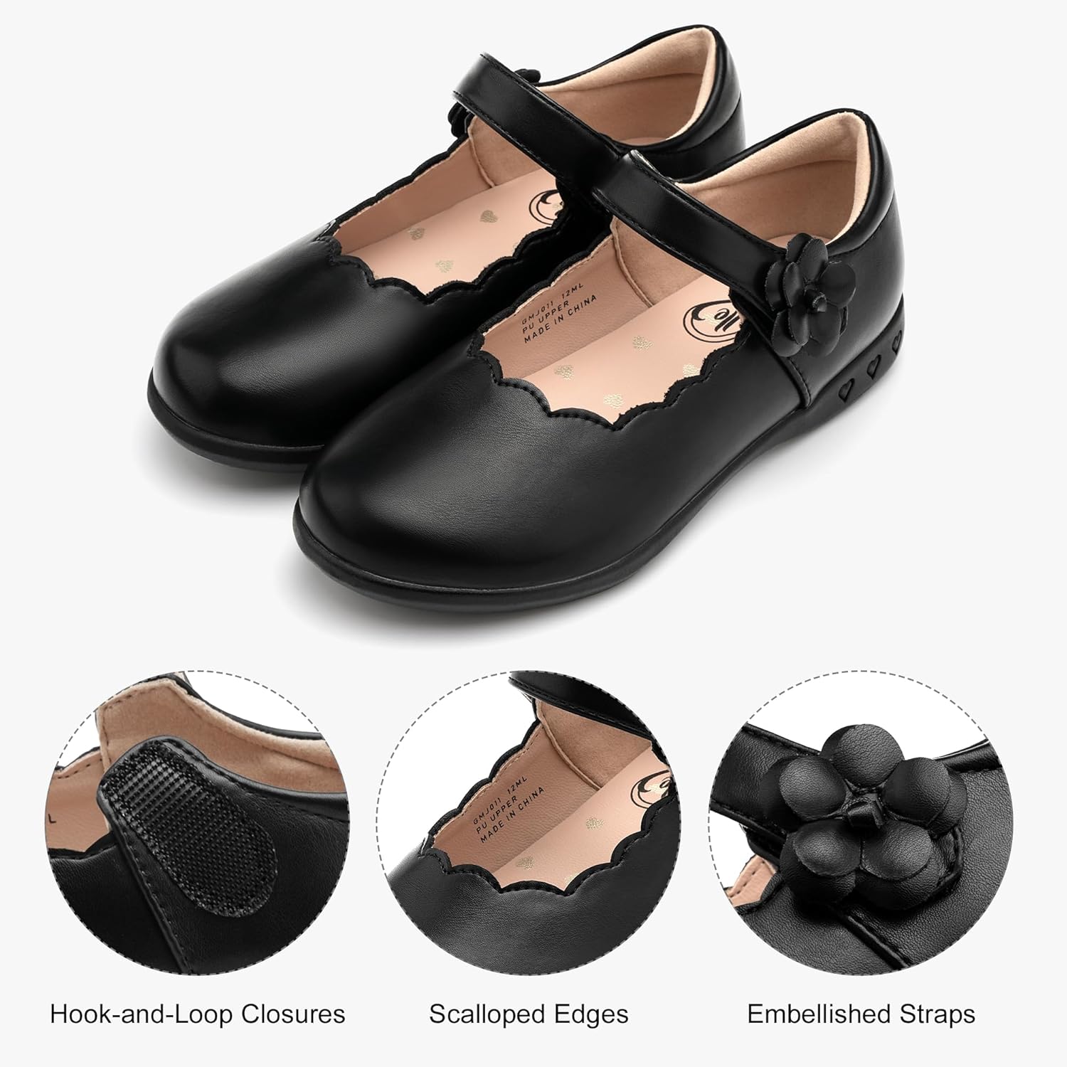 Stelle Girls School Shoes Mary Jane Uniform Dress Shoes Black Retro Flat Oxford Church Music Recitals(Little/Big Kids) - Image 3