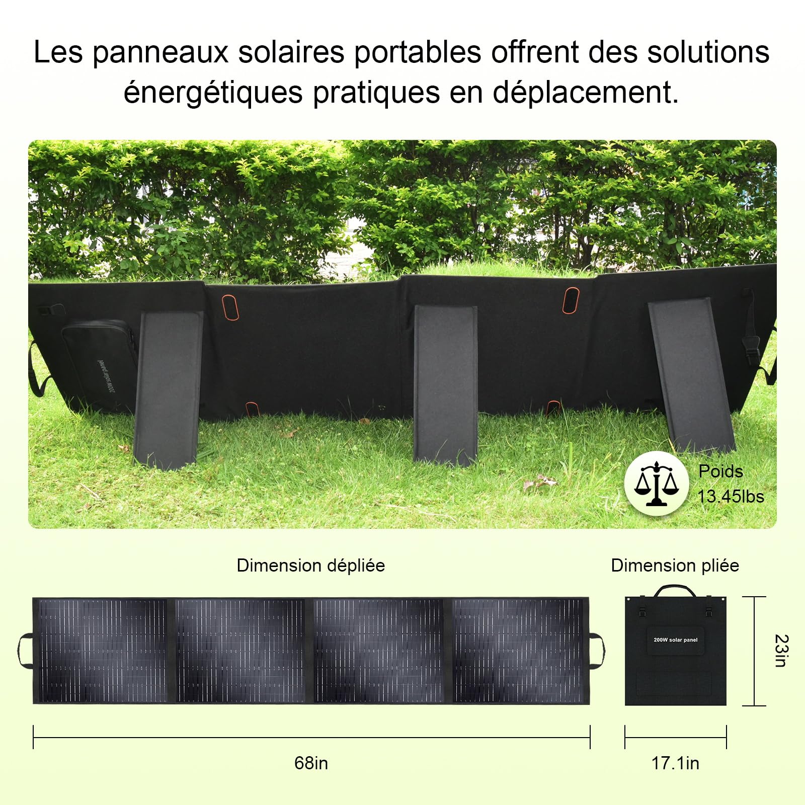 Solarplay Panneau solaire pliable de 200 W - Convient pour les centrales électriques portables, les générateurs solaires, le camping, les camping-cars, les caravanes, les abris de jardin, les voyages