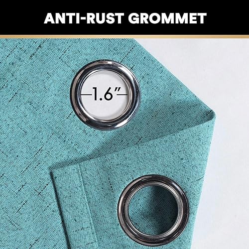 Miniatura 61 de PrinceDeco Cortinas opacas 100% para dormitorio, cortina de lino para puerta corrediza de cristal, cortinas opacas extra anchas con ojales Arena