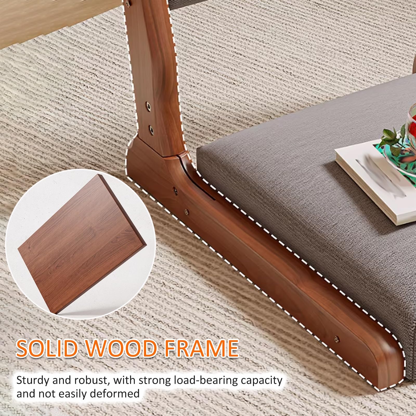 Silla japonesa plegable con soporte para la espalda, sofá perezoso sin patas, para meditación, té, lectura y relajación, cómodo asiento portátil