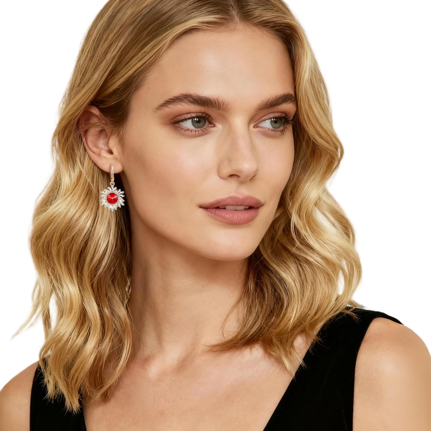 Austrian Crystal Snowflake Drop Dangle Earrings for Women Dangling Christmas Earrings 14K Gold Plated Hypoallergenic Jewelry - Image 3