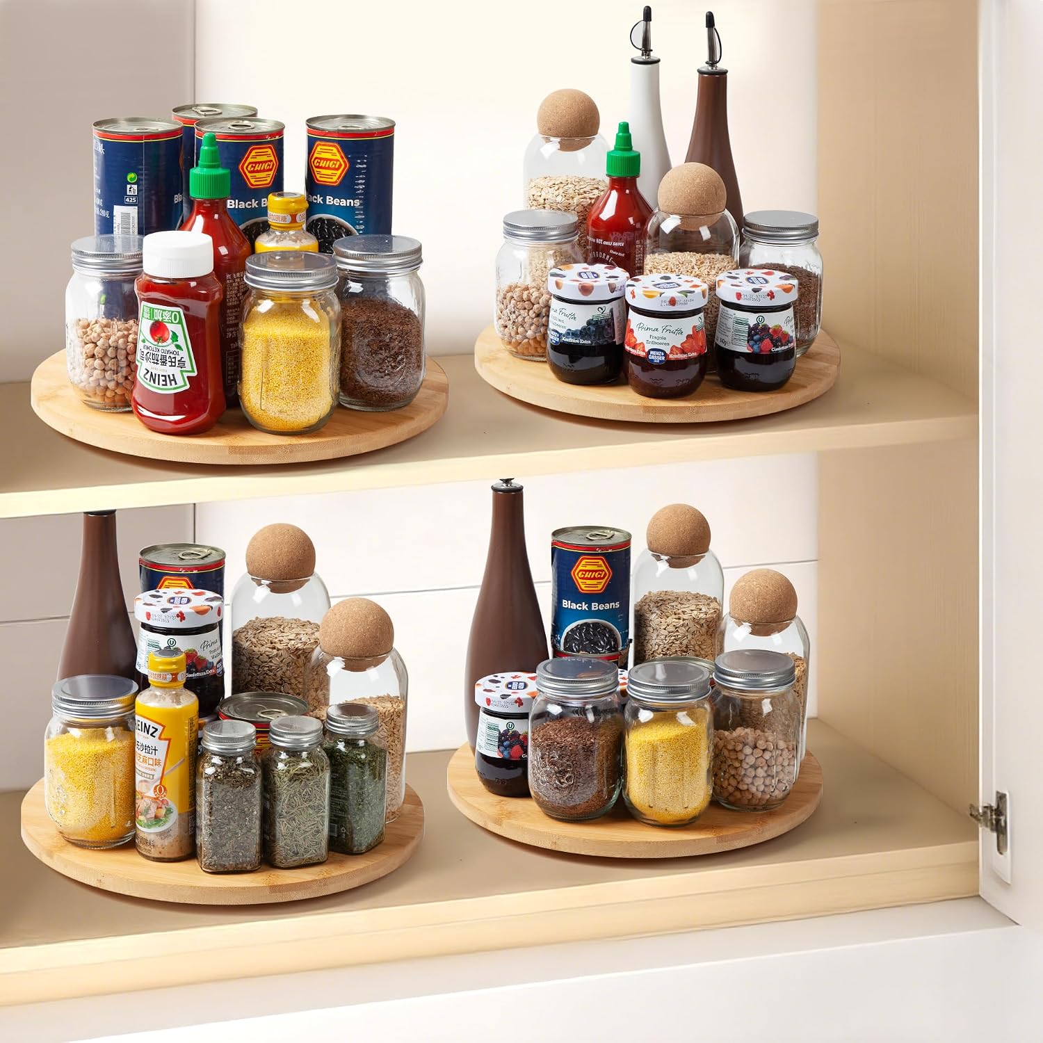 10in Bamboo Lazy Susan Turntable Organizer and Spinner Storage