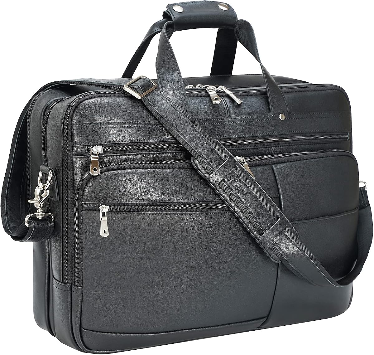 Polare X-Large 18" Full Grain Leather Briefcase For Men Business Travel Case Messenger Bag Fits 17.3" Laptop