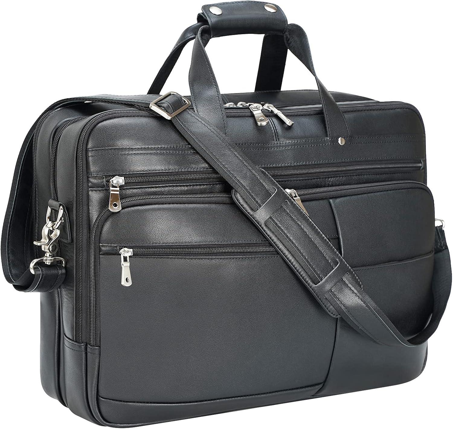 Polare X-Large 18" Full Grain Leather Briefcase For Men Business Travel Case Messenger Bag Fits 17.3" Laptop