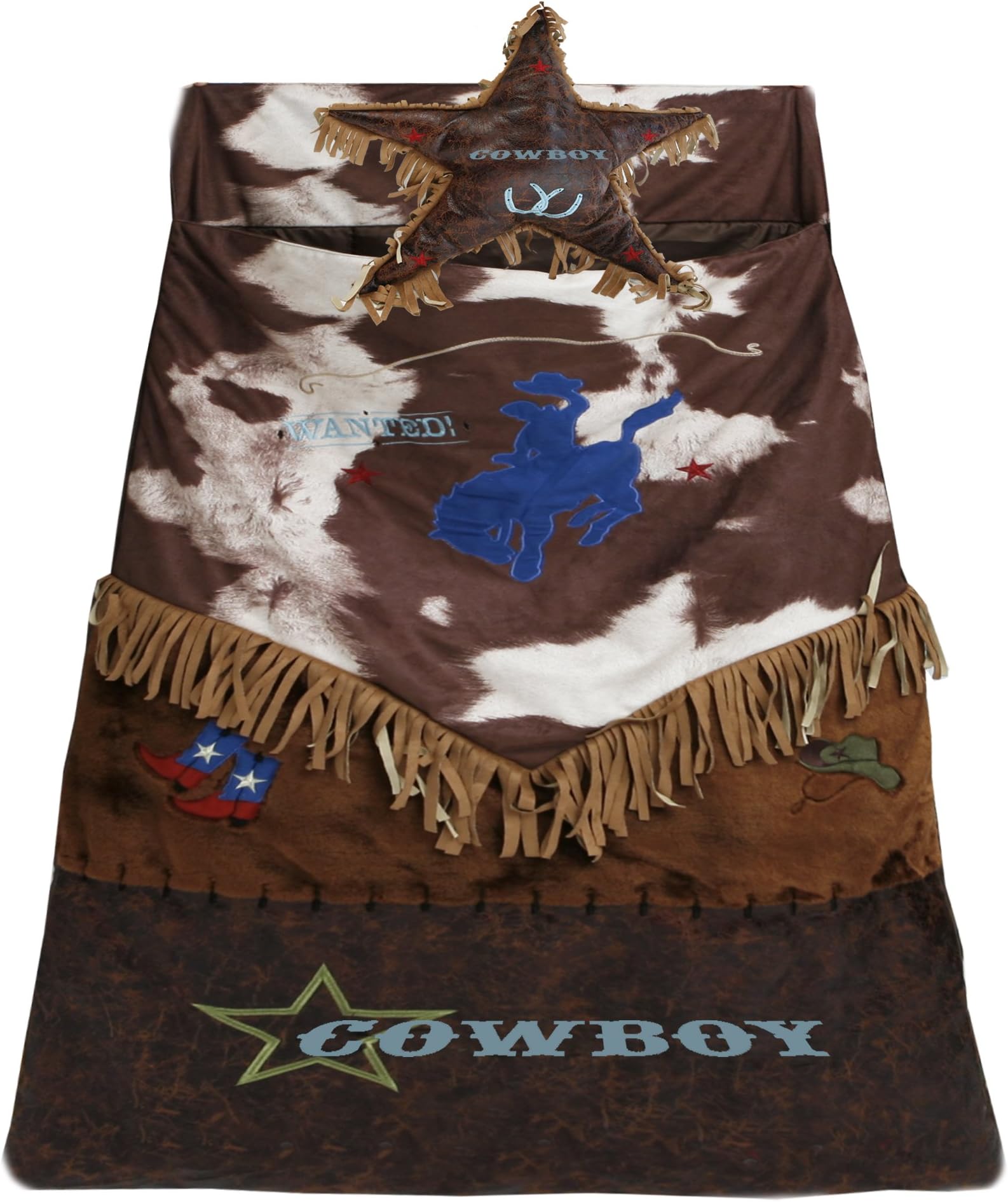 Cowboy Sleeping Bag Slumberbag Boys Bronco Horses Sleep Sack + Pillow (Cowboy Star Bronco)