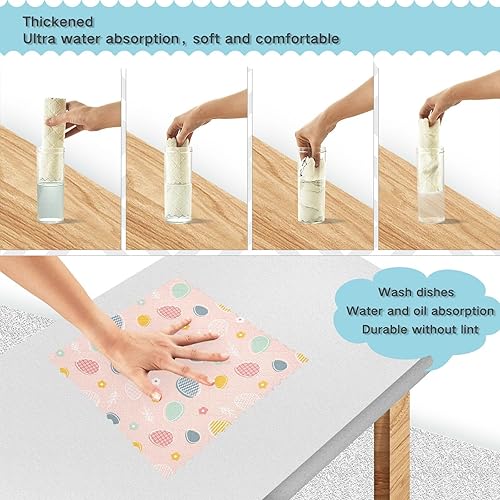 Miniatura 3 de Easter Spring Eggs Set of 6 Quick Dry Microfiber Cleaning Towels Kitchen Decorative Cotton Cooking Towels Reusable for Countertop Sink