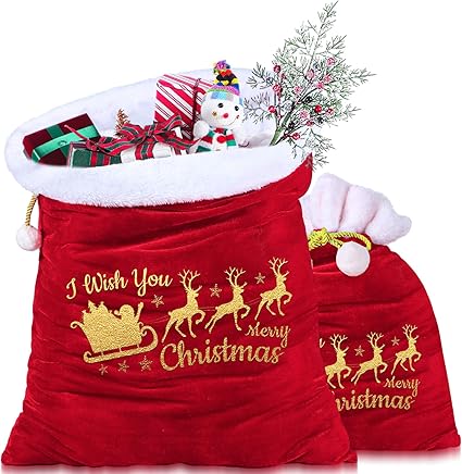 Amazon: Wesnoy 2 Pcs Santa Christmas Velvet Bags with Drawstring in