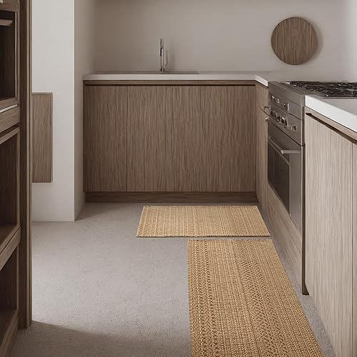 Miniatura 37 de Tapete para puerta de entrada interior, 2 x 3 pies, lavable a máquina, bohemio, antideslizante, diseño vintage, apto para mascotas, fibra sintética