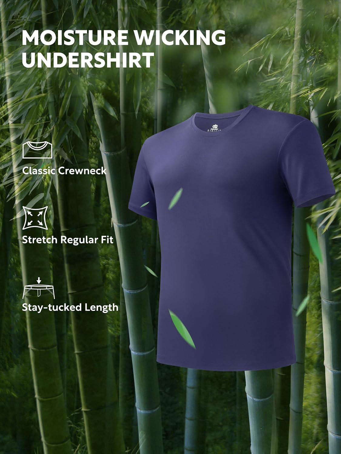 DAVID ARCHY Men's Bamboo Rayon Breathable Crew Neck Undershirts 3/5 Pack