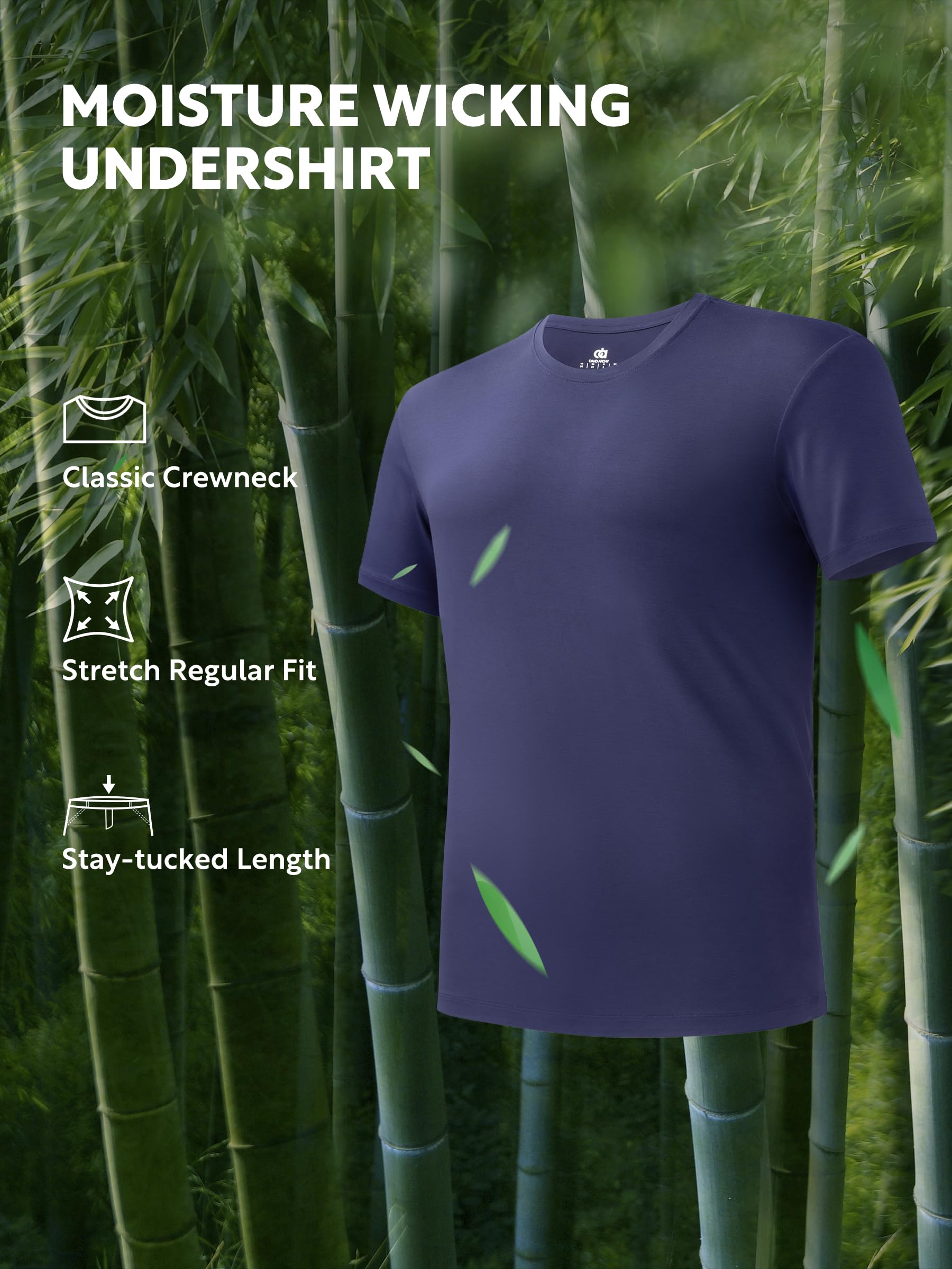 DAVID ARCHY Maglietta intima da uomo in rayon di bambù, traspirante, girocollo, t-shirt elasticizzata, per uomo, confezione da 3 o 5