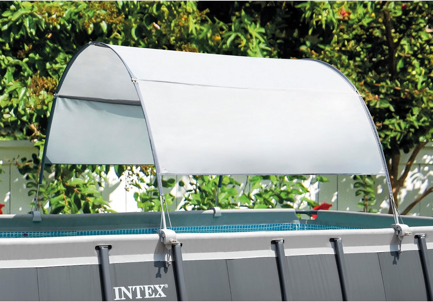 Intex 28054E Protective UPF 50 Plus Easy to Install Waterproof Canopy Cover for 9 Foot or Smaller Rectangular Swimming Pools, Grey