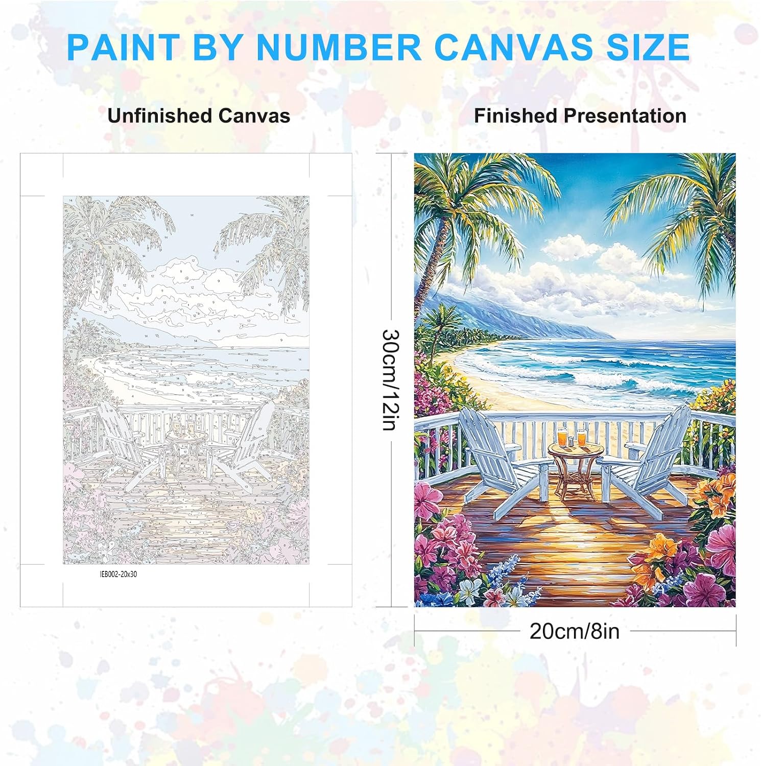 SENQAO Beach Paint by Numbers for Adults Beginners Framed, Coconut Tree Adults' Paint-by-Number Kits, Adult Paint by Number Kits on Canvas, Acrylic Number Painting for Home Decor, 8x12in image 4