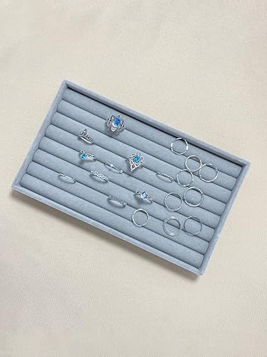 Miniatura 7 de Estuche organizador de lujo con 7 ranuras para joyas, 8.26 x 5.11 pulgadas  8.3x5.1 in, caja de almacenamiento apilable, cubierta con anillos de