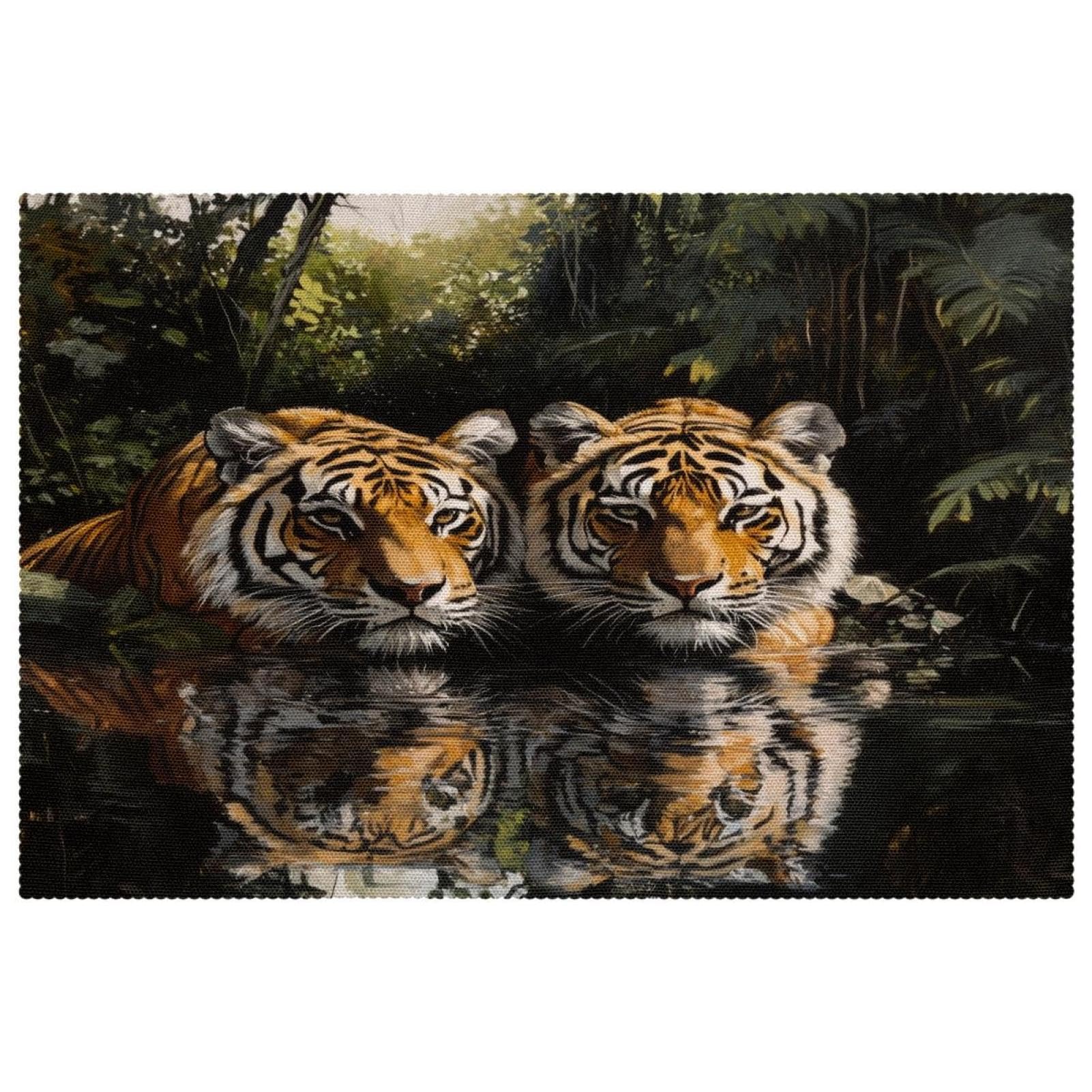 Set de table motif tigre de qualité supérieure napperon résistant à la chaleur x6