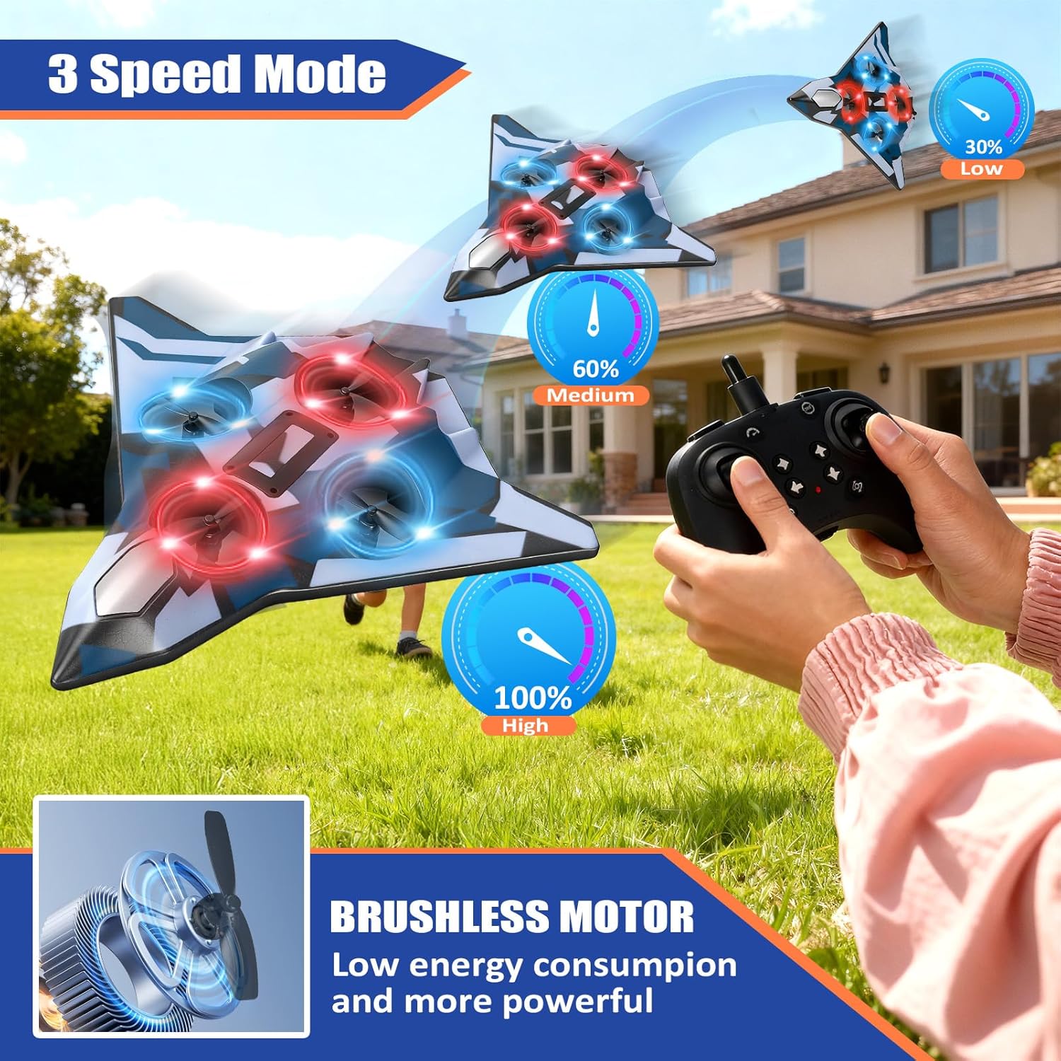 Foam Remote Control Airplanes for Kids & Adults | RC Fighter Jet with Light, 360° Flip Fighter Jet Toys, Stunt Roll, Airplane Toy Great for Beginners Christmas & Birthday Gift for Kids Boys Aged 3+