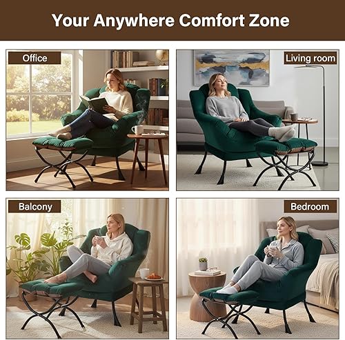 Miniatura 313 de Welnow Silla Lazy con otomana, moderna silla de descanso con reposabrazos y un bolsillo lateral, sillón para sofá de ocio, sillón de lectura