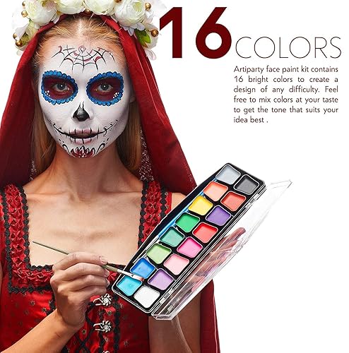 Miniatura 2 de Kit de pintura facial, fácil de aplicar y quitar, dermatológicamente probado, activado por agua, no tóxico e hipoalergénico, kit de pintura facial
