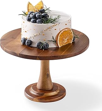 Tidita Acacia Wood Cake Stand Rustic 12 inch Wooden Round Cake Stands for Cupcake - Cake Plate Pedestal for Dessert Table - Food Display Risers for Decor, Wedding, Restaurant, Party 12 Inch