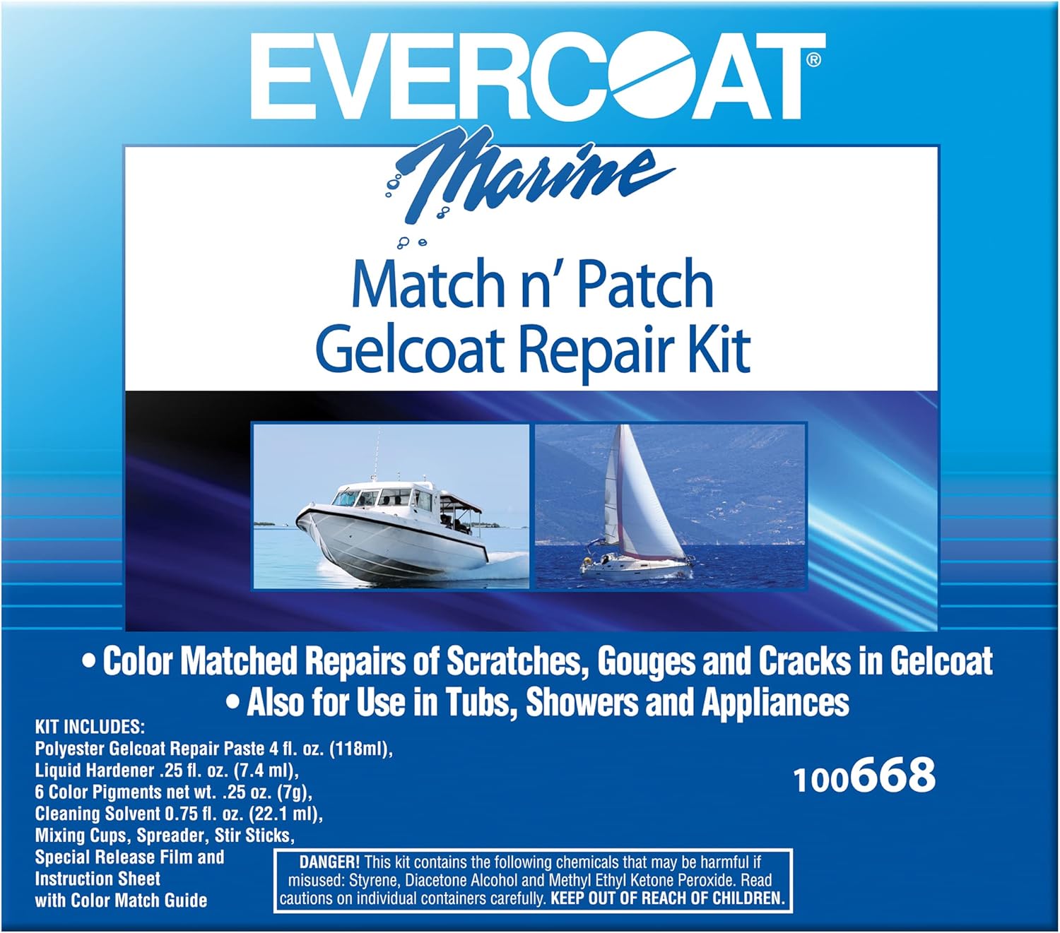 Evercoat Marine Match N'Patch Repair Kit - Repairs Nicks, Gouges & Scratches - 1 Count