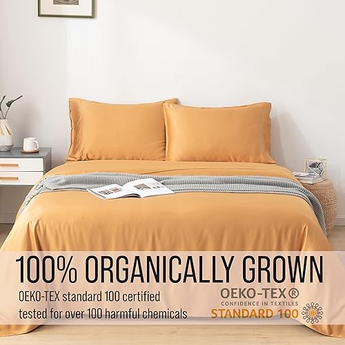 Miniatura 4 de Bella Coterie  Juego de fundas de almohada de bambú de lujo, tamaño Queen, ultra suave, refrescante, 2 piezas caléndula