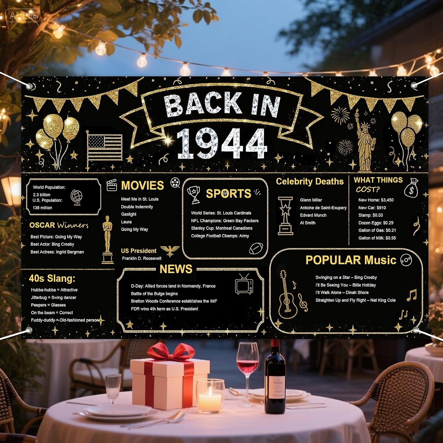 IVN Back in 1944 Banner 71x43 Inch Vintage Year Birthday image 5