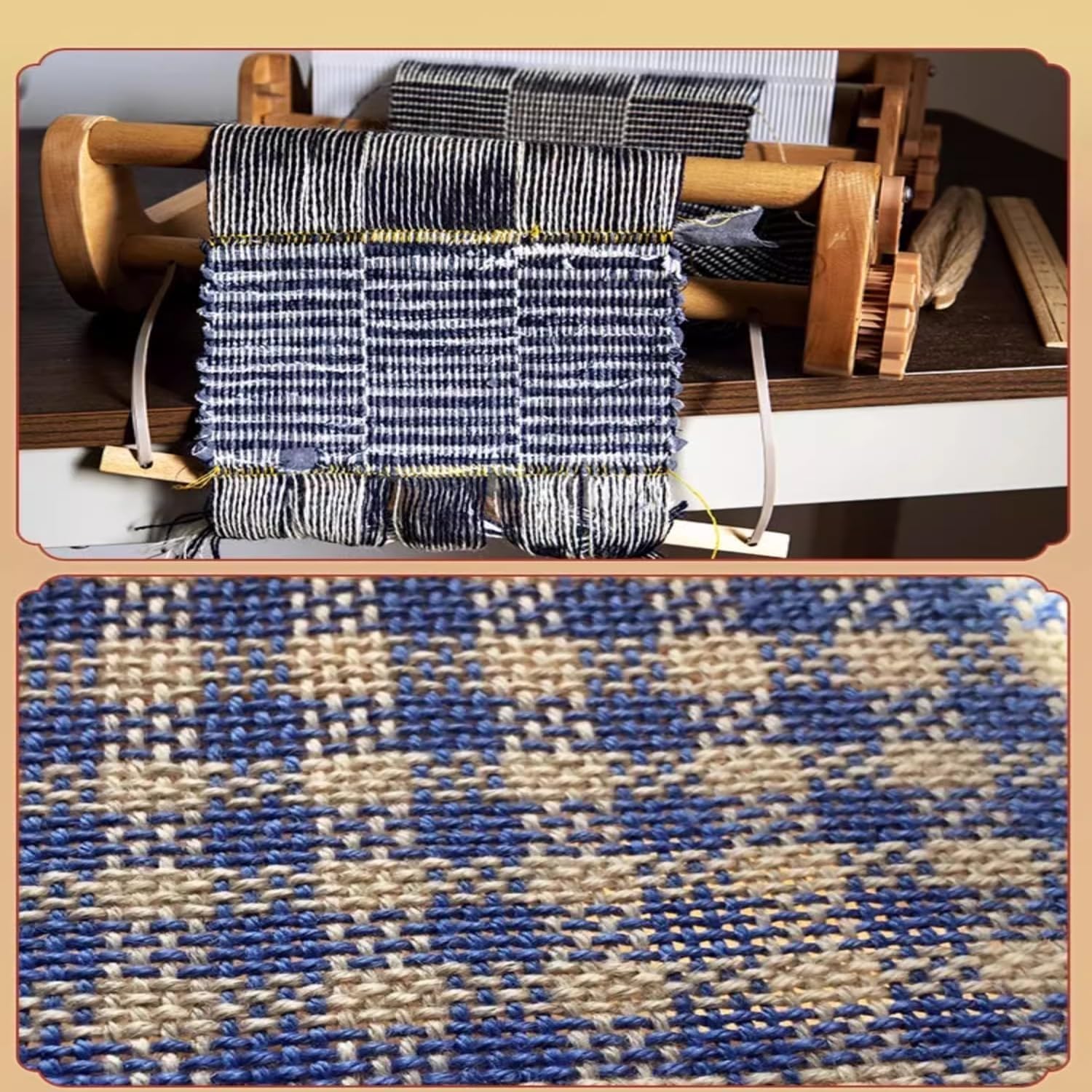 Macchina per tessitura fai da te in legno, per lavori a maglia fai da te, telaio per tessitura, per sottobicchieri, tovagliette, borse di stoffa