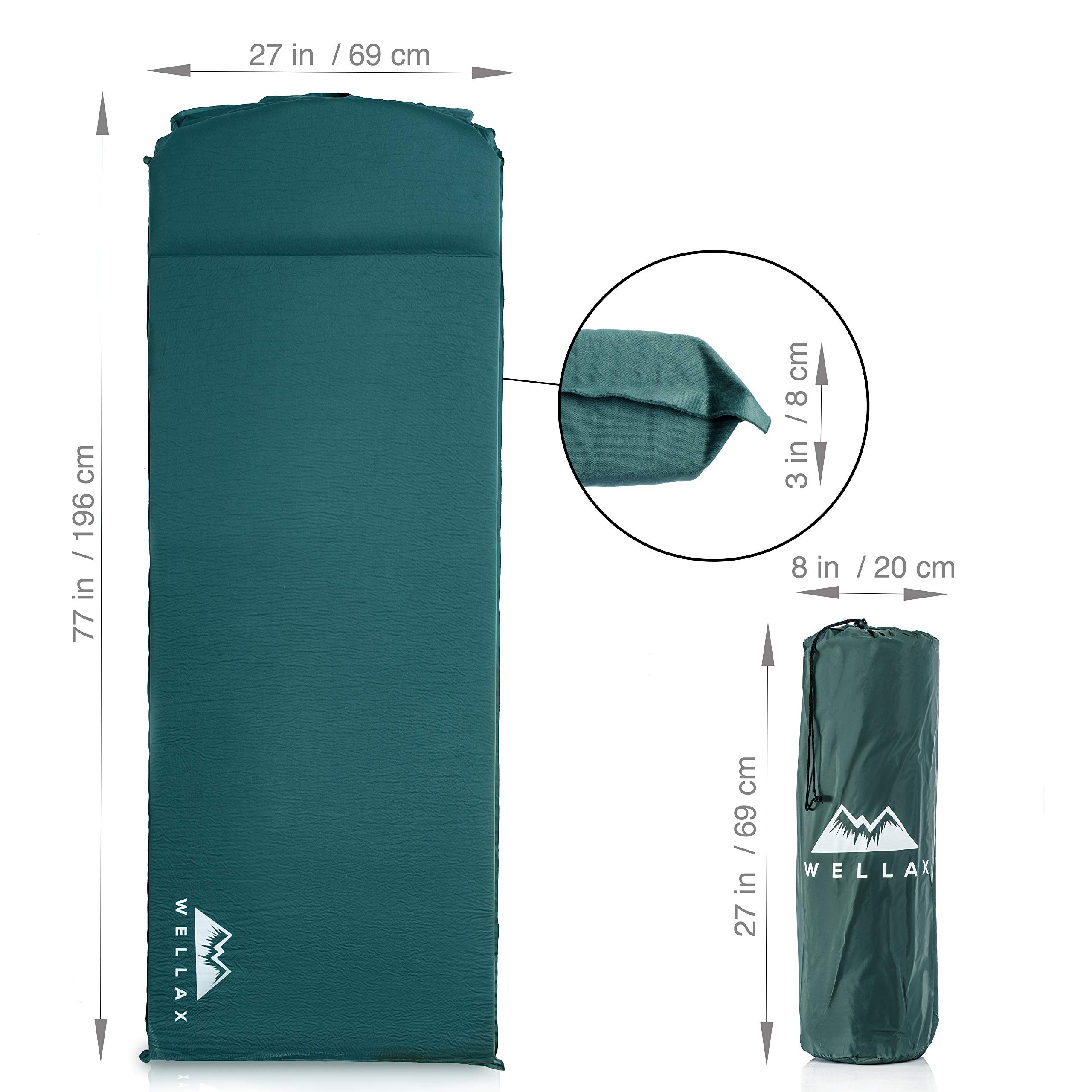 WELLAX UltraThick FlexFoam Sleeping Pad - Self-Inflating 3 Inches