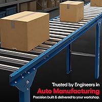 Vista 4 de Rodillos transportadores - Reemplazo de acero galvanizado, 1.5" de diámetro, 10" entre el marco, 18 Ga., Se encuentran en la mesa de carpintería