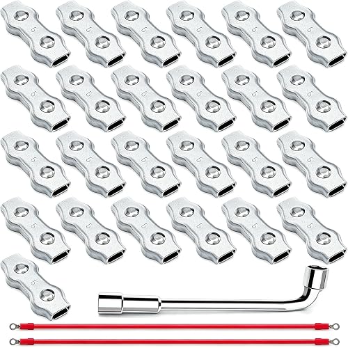 25 PCS M5 Poly Rope Galvanized Steel Connector Wires Kit for Electric Fence