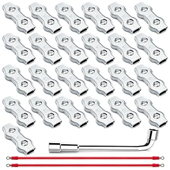 25 PCS M5 Poly Rope Galvanized Steel Connector Wires Kit for Electric Fence