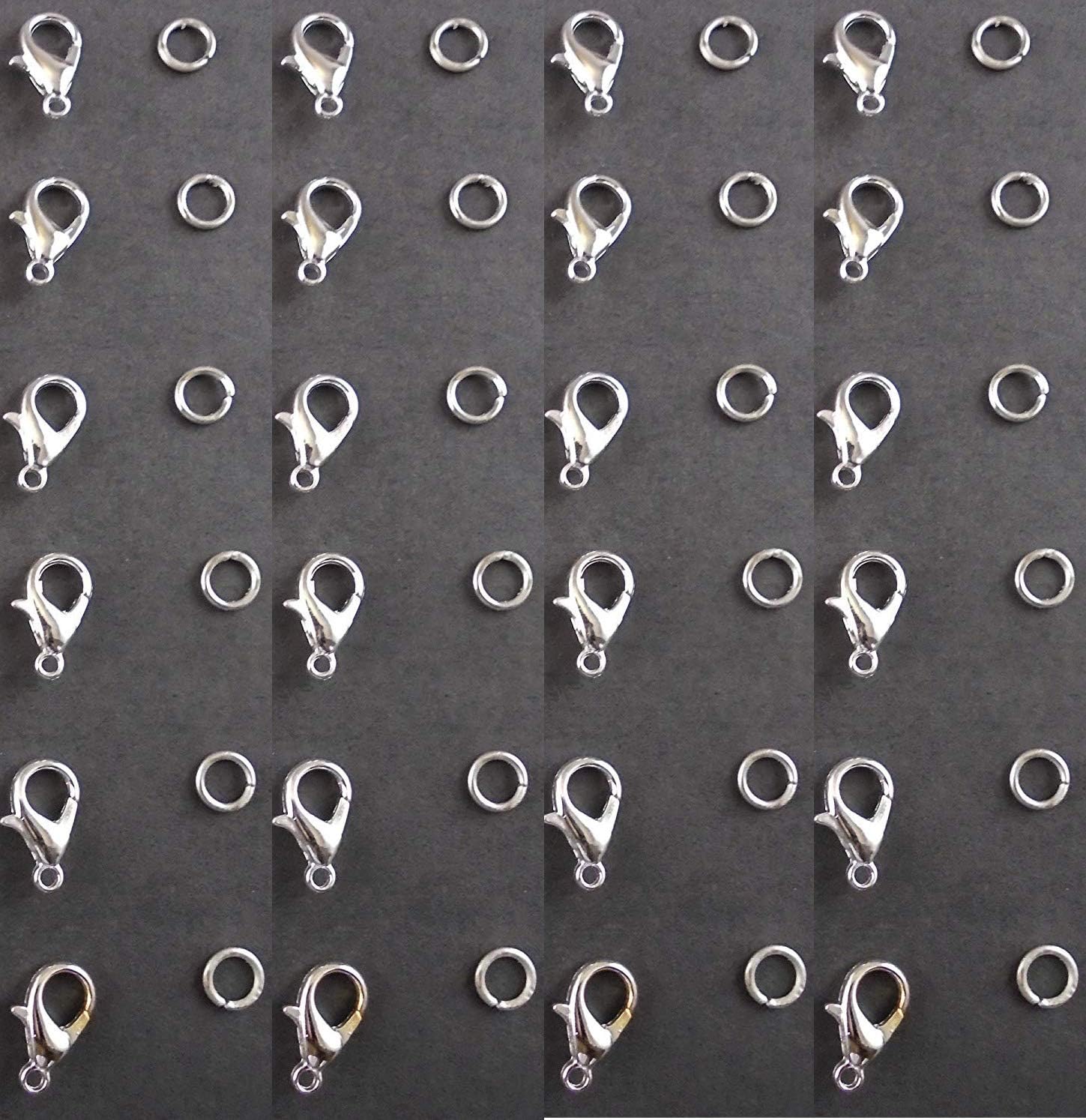 eshoppee DIY kit, Silver Color 24 pcs Necklace end Locking, Lobster Clasp, Hook, Lock, for Jewellery Making, Art and Craft Making DIY kit-Silver