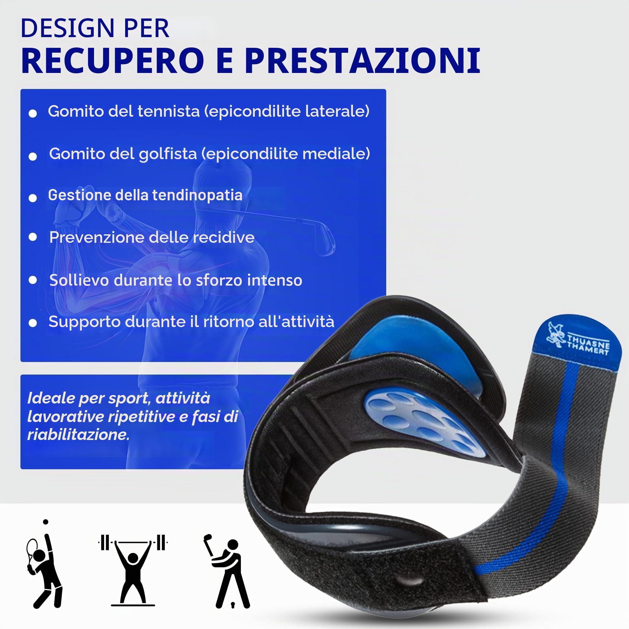 Epi-Med Pro Master - Tutore anti-epicondilite, disponibile in 5 misure., Grey