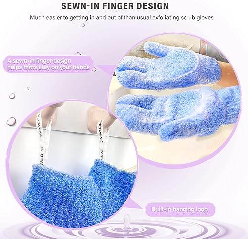 Exfoliating Shower Mitts - Dead Skin Remover Gloves for Men & Women(1 Pair Moderate)
