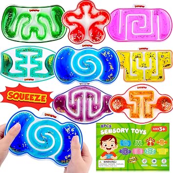 Squishy Sensory Toys for Kids - 8 Pack Fidget Toy Sensory Maze for Autism