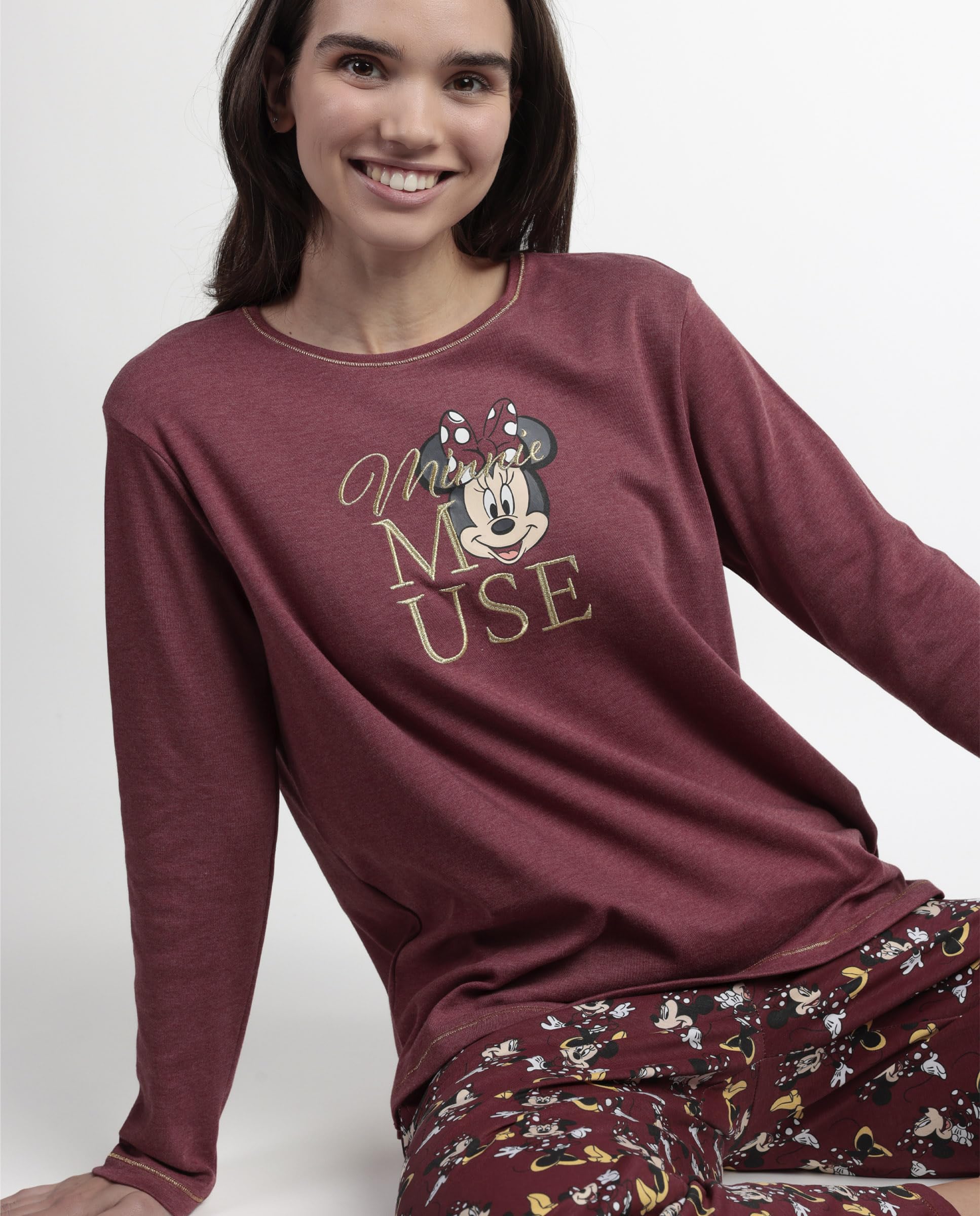 Disney Pijama Manga Larga Minnie Mouse para Mujer