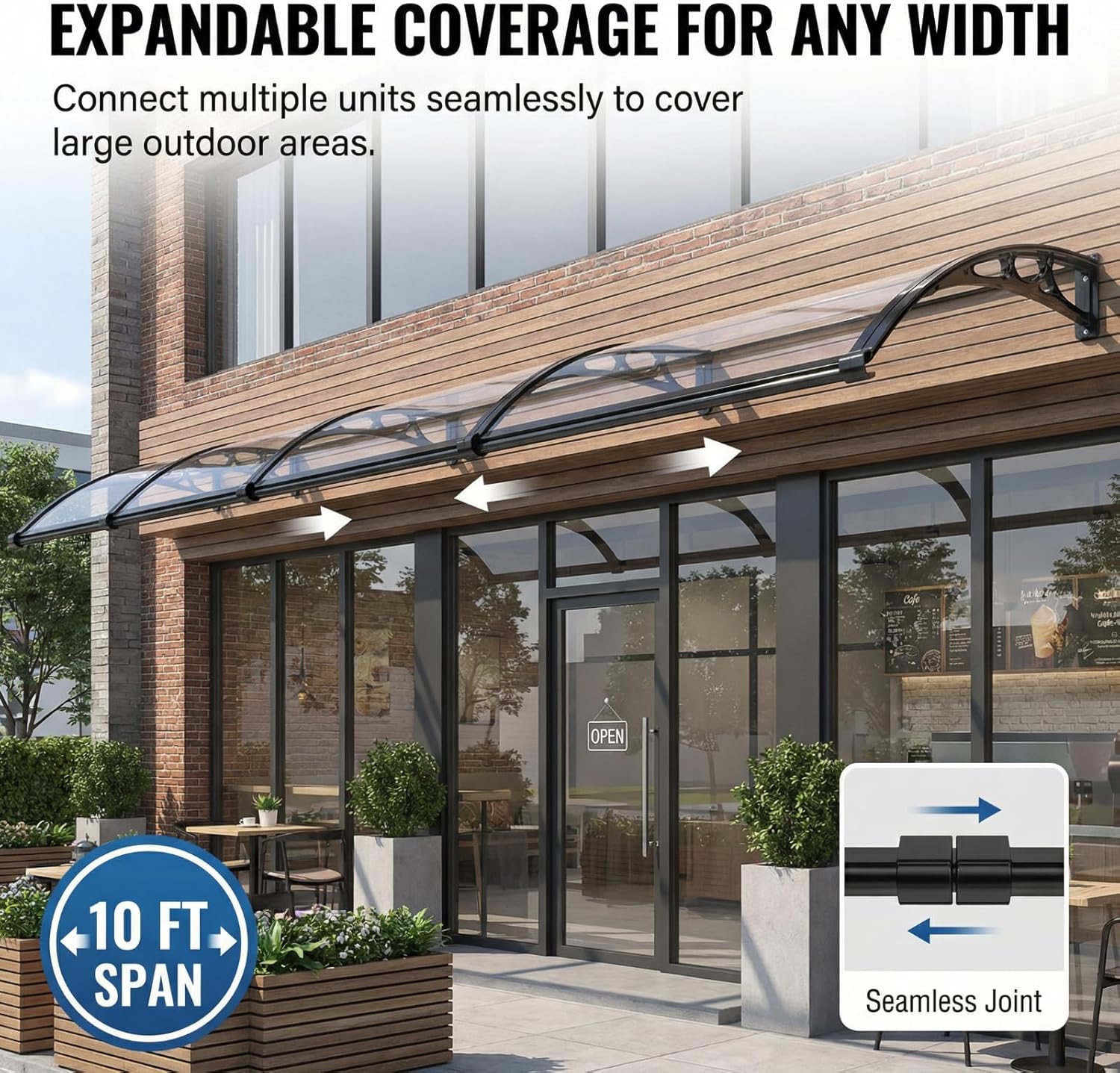 Awning for Door Entrance,Awnings for Doors,UPF 50+,Window Awnings Exterior,Aluminum Alloy Bracket,Polycarbonate Front Door Canopy for Sun Shutter,UV,Rain,Snow Protection