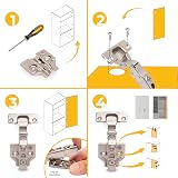 Emuca - Kit of 20 Full Overlay Hinges X91. Ø35mm. 105° Opening, Soft Closing for Overlapping Doors and Screw-on Supplements with Eccentric Adjustment - 4
