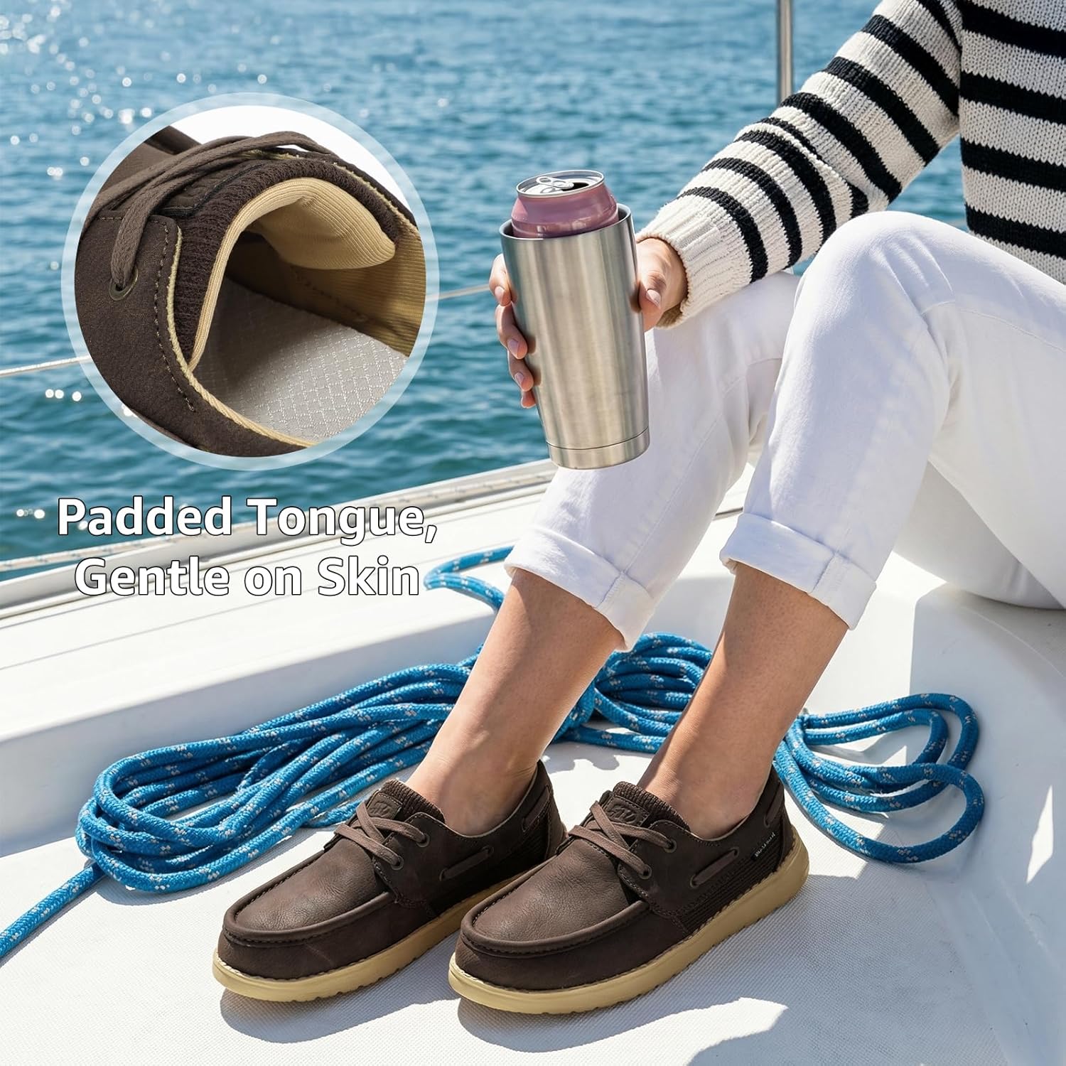 STQ Women's Lace up Boat Shoes Orthopedic Comfotable Casual Loafers with Arth Support - Image 6