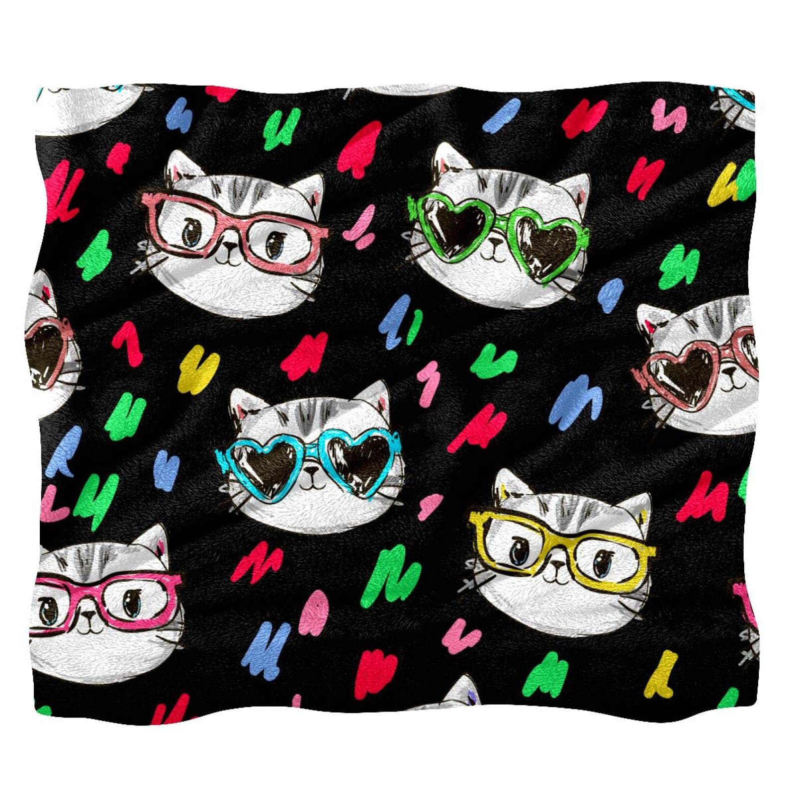 Plaid polaire doux motif chat noir couverture chaude haut de gamme
