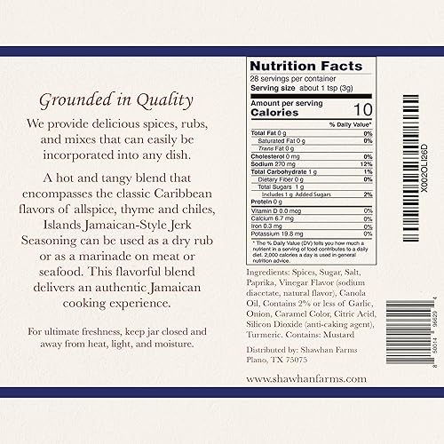 Miniatura 2 de Shawhan Farms Islands Jamaican-Style Jerk Seasoning - Sin OMG - Naturalmente libre de gluten - Perfecto para carnes, adobos y verduras - Botella de