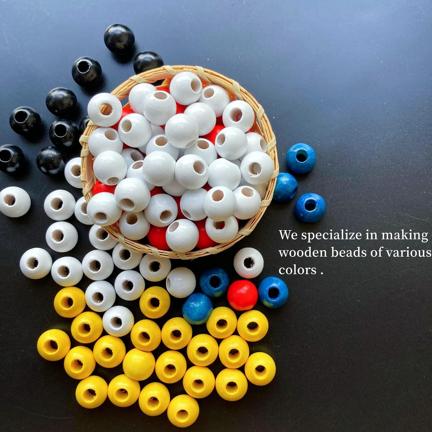 240Pcs White Wood Beads 16mm with Large Hole:6mm for Craft Wood Beads for Art Work (White) - Image 6